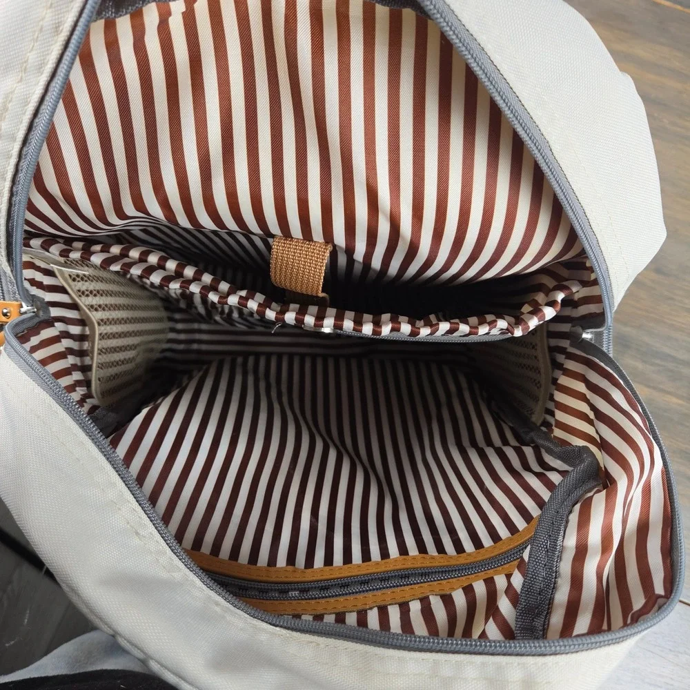 Parker Baby Co Unisex Large Birch Diaper Backpack Changing Pad Cream Gray Tan